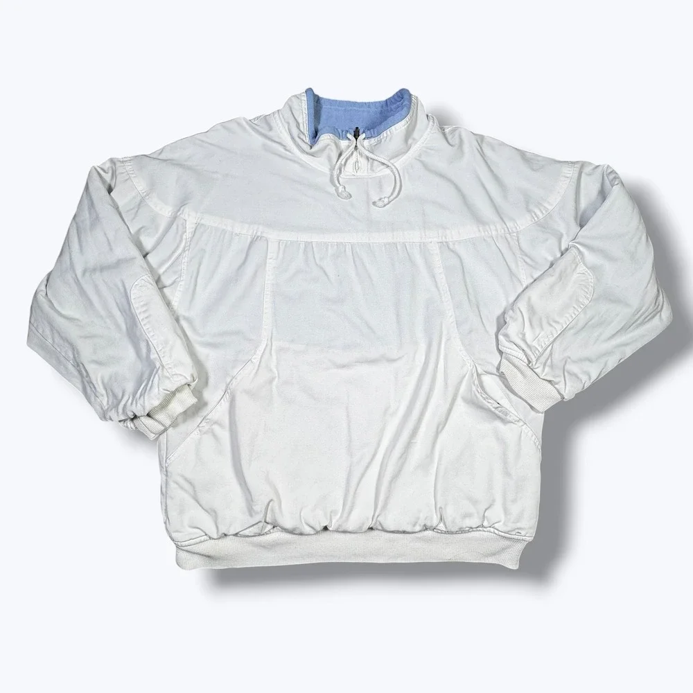 Vintage 90s Gotcha Oversized Heavy Cotton Pullover White Blue Surf Skate M